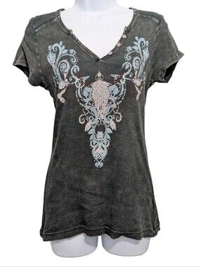 Womens Size Medium T Shirt Mall Goth Fairy Grunge Mcbling Y2K Acid Distressed